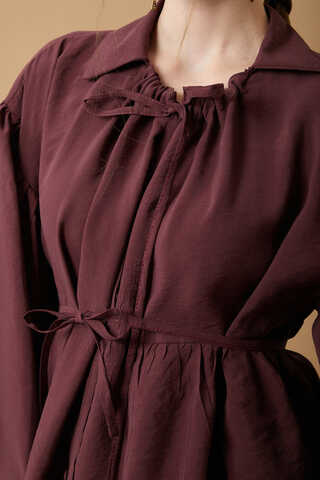 Günce Modal Shirt Burgundy  - 8