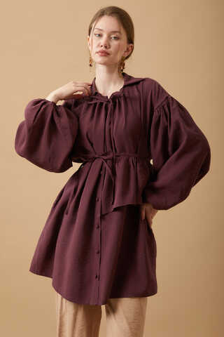 Günce Modal Shirt Burgundy  - 5