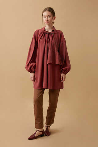 Günce Modal Shirt Dark Brick - 1