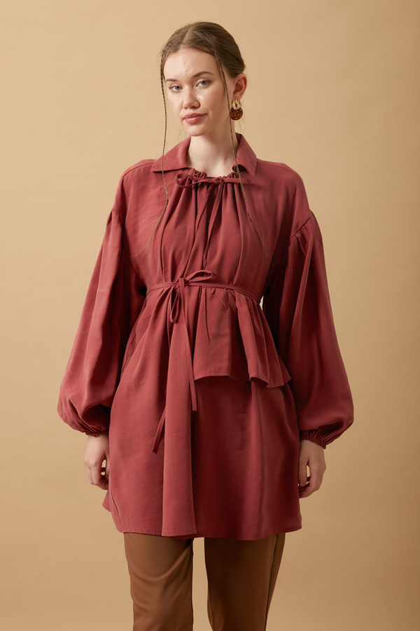 Günce Modal Shirt Dark Brick - 4