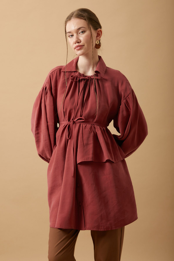 Günce Modal Shirt Dark Brick - 5