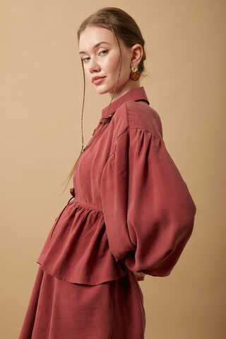 Günce Modal Shirt Dark Brick - 9