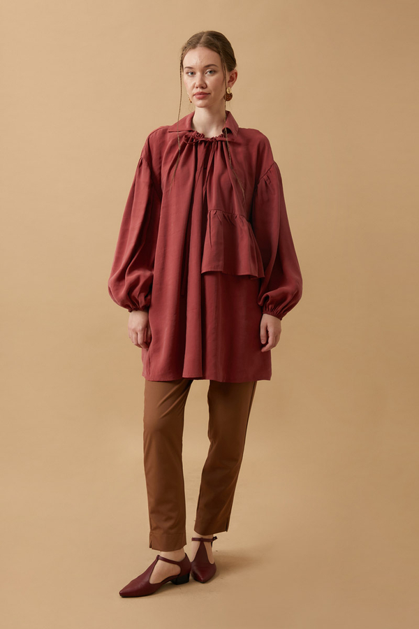 Günce Modal Shirt Dark Brick - 1