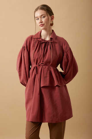 Günce Modal Shirt Dark Brick - 5