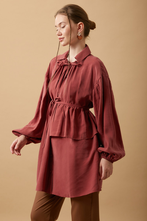 Günce Modal Shirt Dark Brick - 6