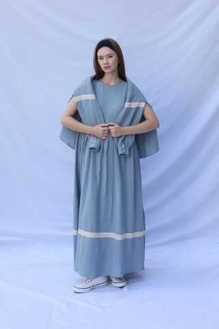 Güpür Gömlekli Elbise Bebe Mavisi - 1