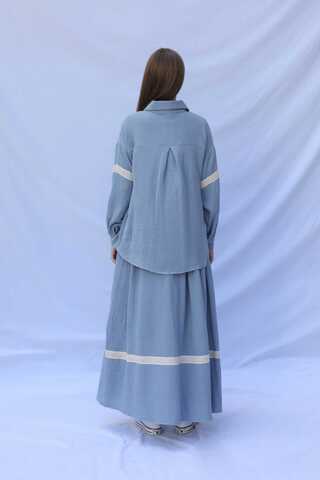 Güpür Gömlekli Elbise Bebe Mavisi - 8