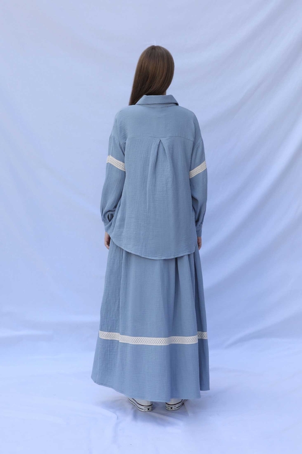 Güpür Gömlekli Elbise Bebe Mavisi - 8