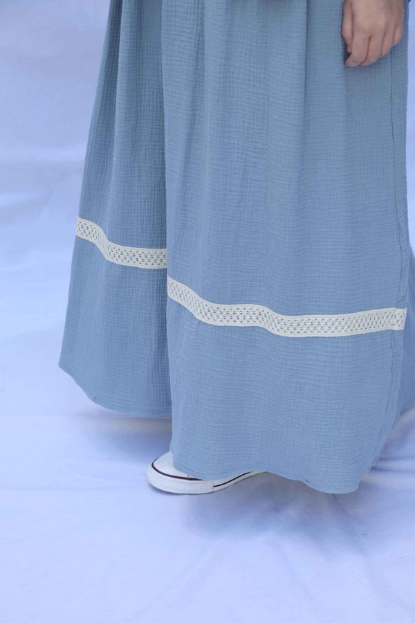 Güpür Gömlekli Elbise Bebe Mavisi - 7