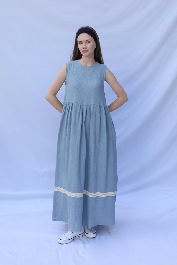 Güpür Gömlekli Elbise Bebe Mavisi - 3