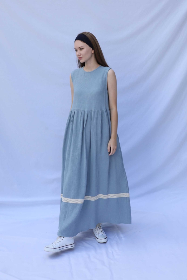 Güpür Gömlekli Elbise Bebe Mavisi - 4