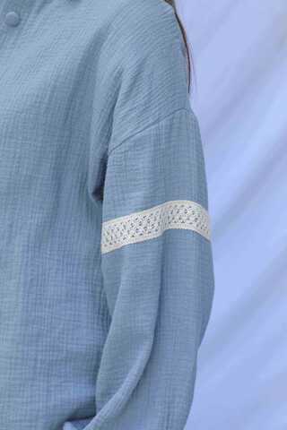 Güpür Gömlekli Elbise Bebe Mavisi - 6