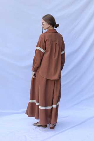 Güpür Gömlekli Elbise Kiremit - 7