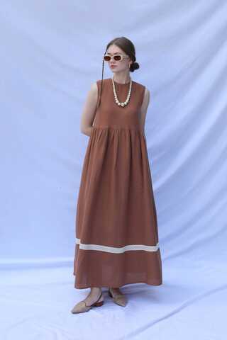 Güpür Gömlekli Elbise Kiremit - 4