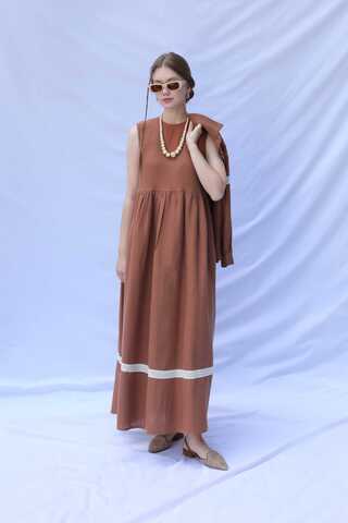 Güpür Gömlekli Elbise Kiremit - 8