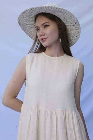 Güpür Gömlekli Elbise Krem - 9