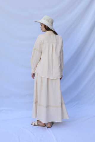 Güpür Gömlekli Elbise Krem - 10
