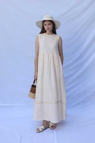 Güpür Gömlekli Elbise Krem - 4