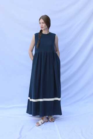 Güpür Gömlekli Elbise Lacivert - 2