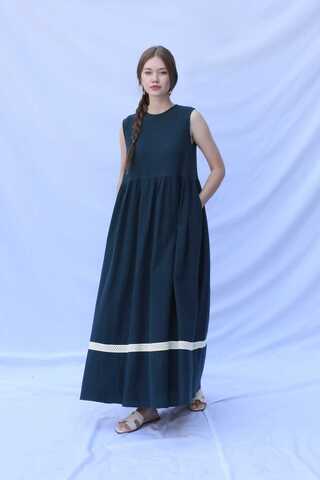 Güpür Gömlekli Elbise Lacivert - 3