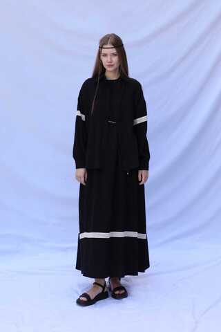 Güpür Gömlekli Elbise Siyah - 2