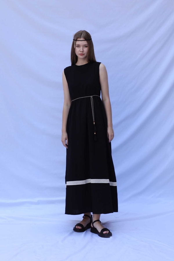 Güpür Gömlekli Elbise Siyah - 4