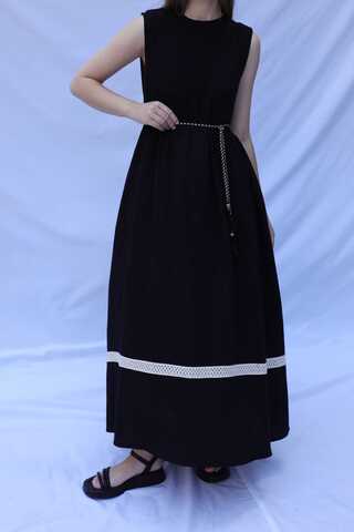 Güpür Gömlekli Elbise Siyah - 5