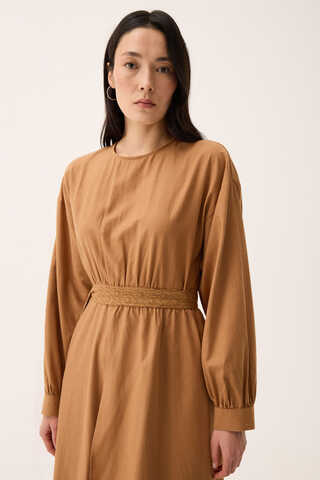 Güpürlü Zeren Elbise Açık Taba - 13