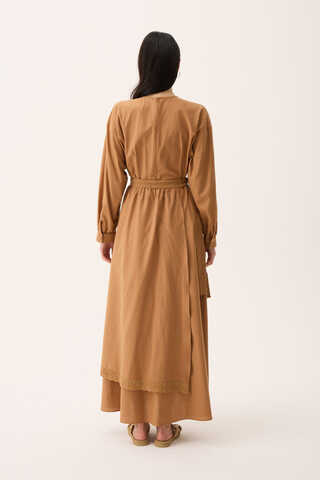 Güpürlü Zeren Elbise Açık Taba - 15