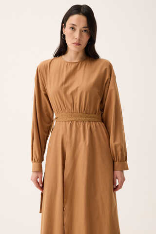 Güpürlü Zeren Elbise Açık Taba - 7