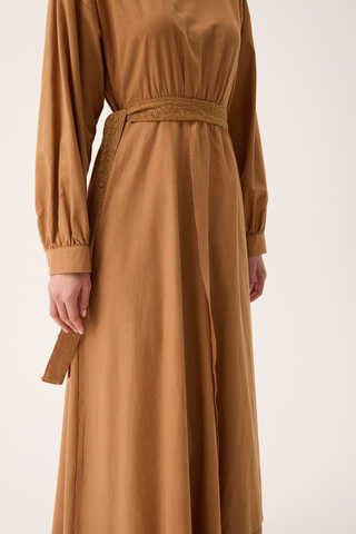 Güpürlü Zeren Elbise Açık Taba - 14