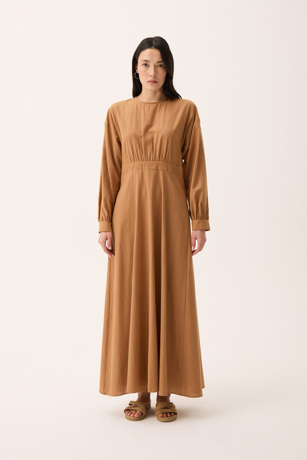 Güpürlü Zeren Elbise Açık Taba - 8