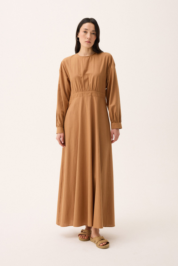 Güpürlü Zeren Elbise Açık Taba - 4