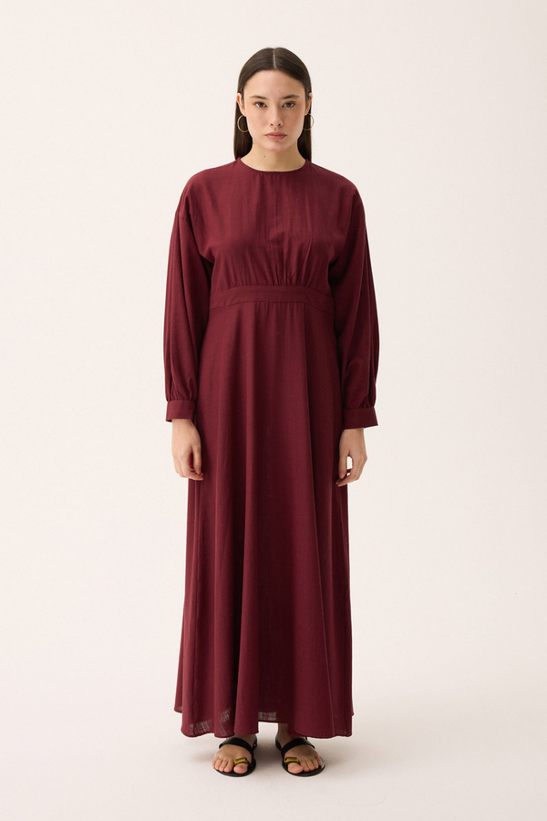 Güpürlü Zeren Elbise Bordo - 7