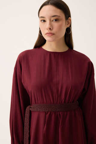 Güpürlü Zeren Elbise Bordo - 11