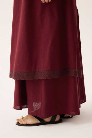 Güpürlü Zeren Elbise Bordo - 12