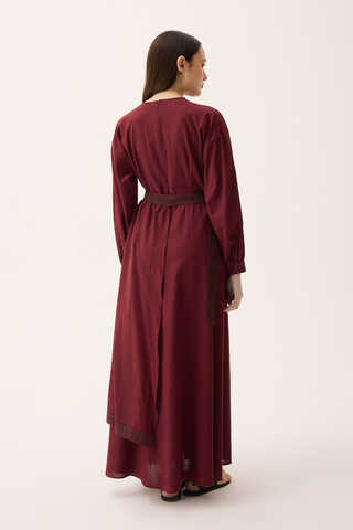 Güpürlü Zeren Elbise Bordo - 14