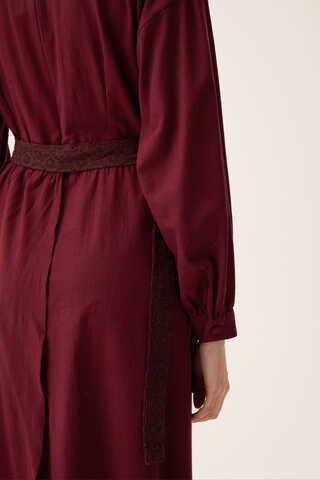 Güpürlü Zeren Elbise Bordo - 15