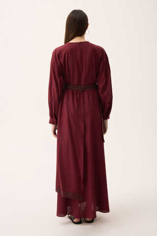 Güpürlü Zeren Elbise Bordo - 13