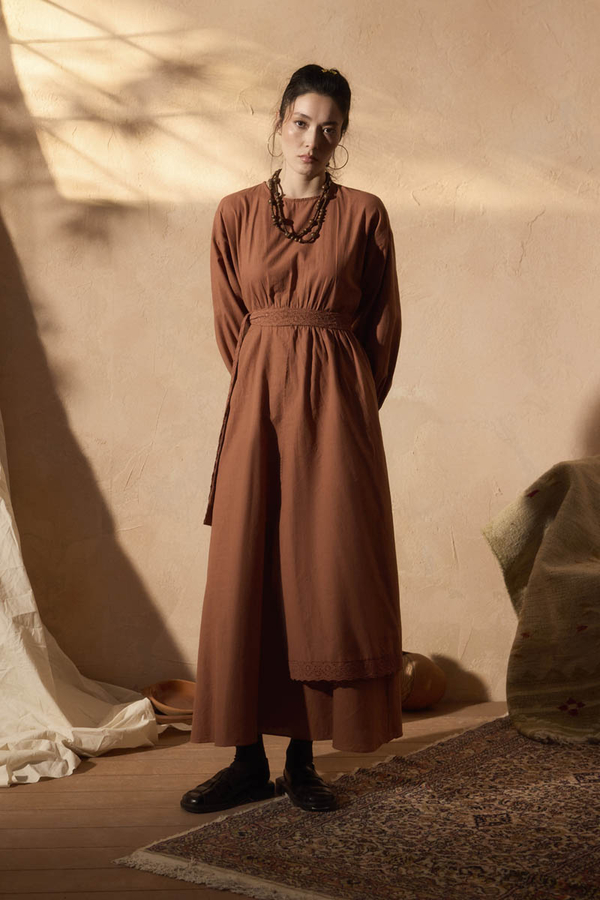 Güpürlü Zeren Elbise Gül Kurusu 