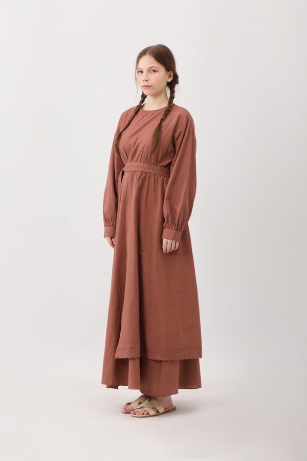 Güpürlü Zeren Elbise Gül Kurusu - 13