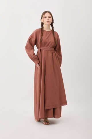 Güpürlü Zeren Elbise Gül Kurusu - 15