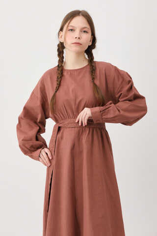 Güpürlü Zeren Elbise Gül Kurusu - 16