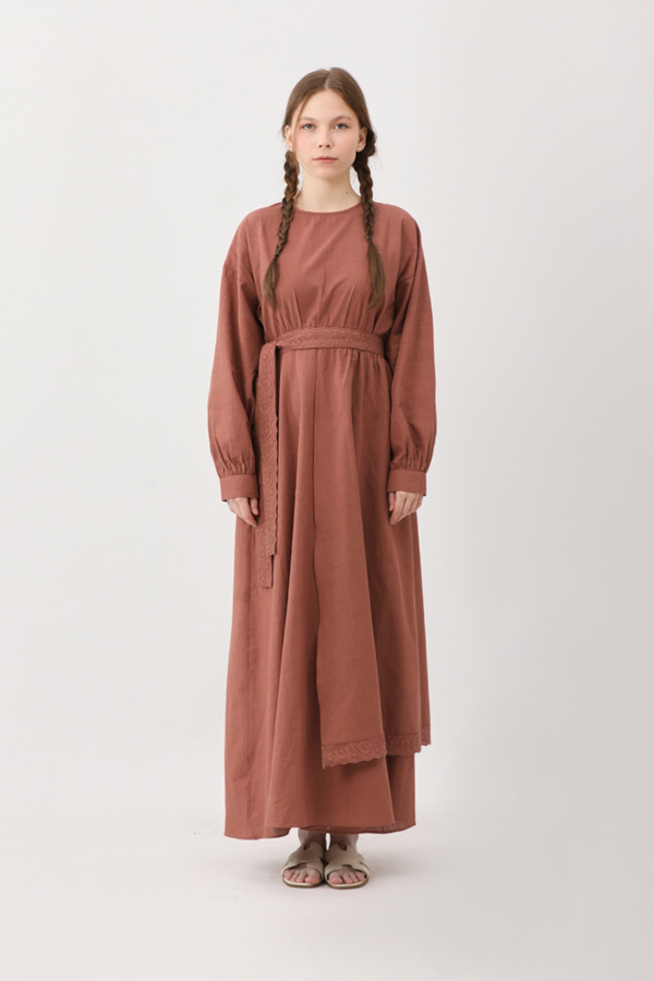 Güpürlü Zeren Elbise Gül Kurusu - 12