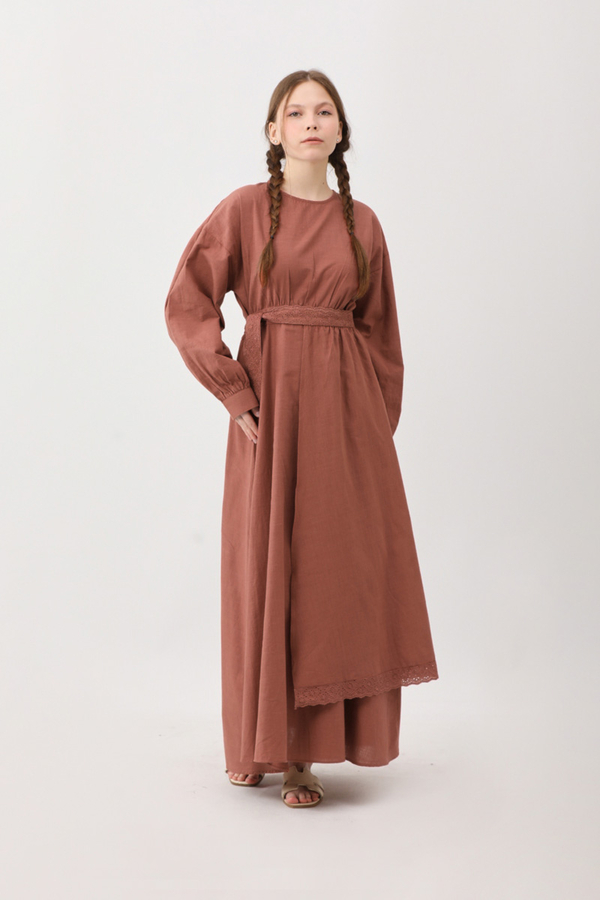 Güpürlü Zeren Elbise Gül Kurusu - 15