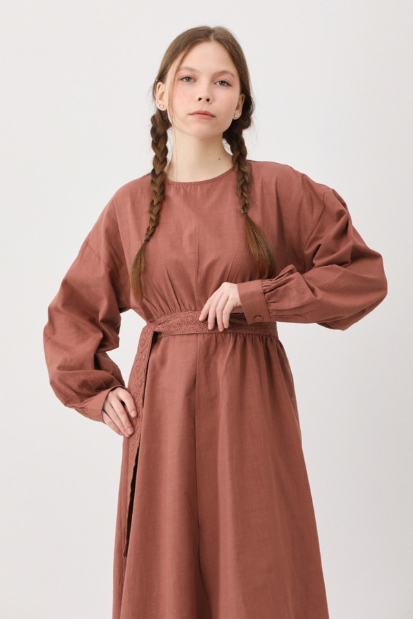 Güpürlü Zeren Elbise Gül Kurusu - 16