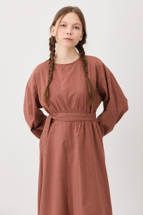 Güpürlü Zeren Elbise Gül Kurusu - 17