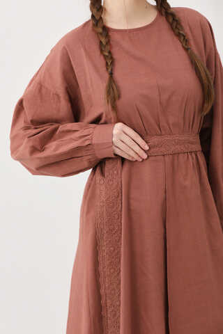 Güpürlü Zeren Elbise Gül Kurusu - 18