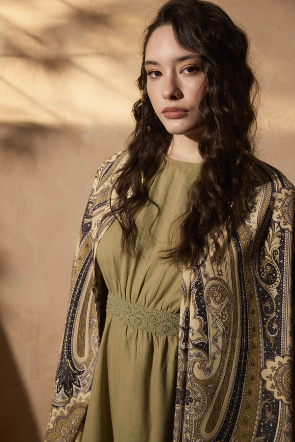 Güpürlü Zeren Elbise Haki - 3