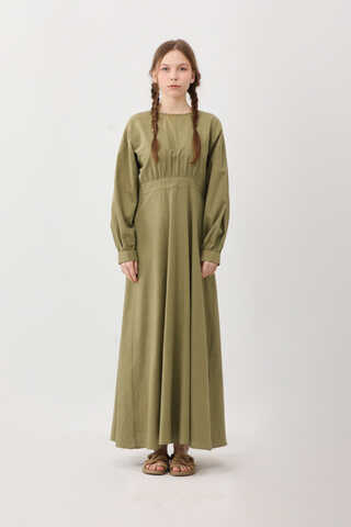 Güpürlü Zeren Elbise Haki - 11